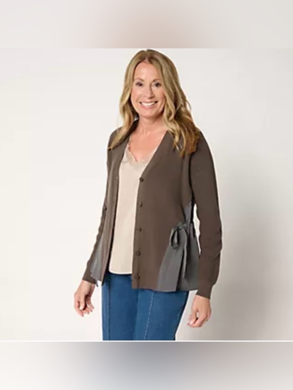 LOGO by Lori Goldstein Mix Media Cardigan
